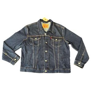 Levi's Blue Dark Denim Jean Trucker Red Tag Jean Jacket‎ Sz Large New NWT $89